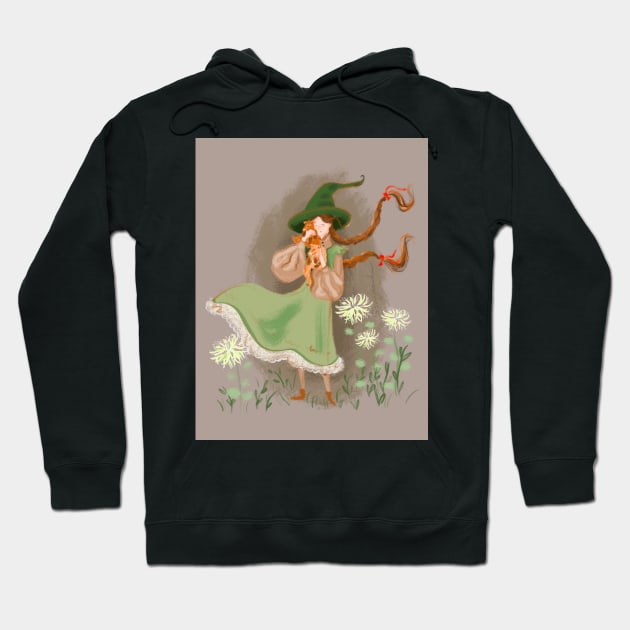 Cottage core witch with fox cubs Hoodie by Orangerinka